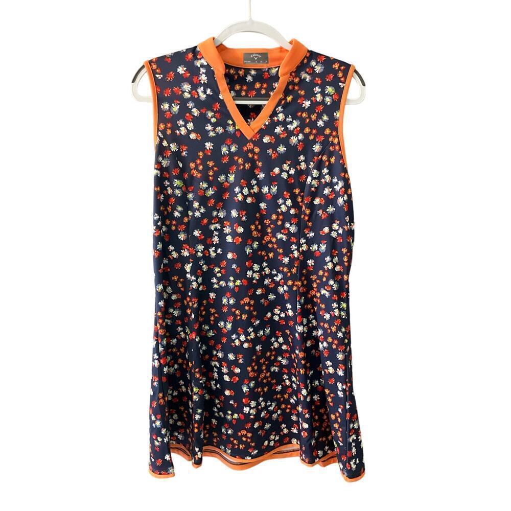 Callaway A-Line Dress Womens XL Golf Floral 100% Polyester V-Neck Pullover